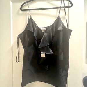 Calvin Klein black silky camisole style top with ruffles